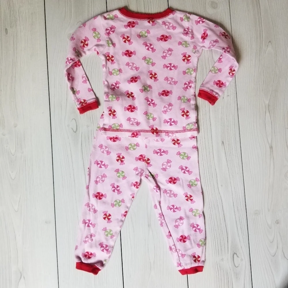 Just one year Carter's pink and red peppermint 2 piece pajama size 18 mo
